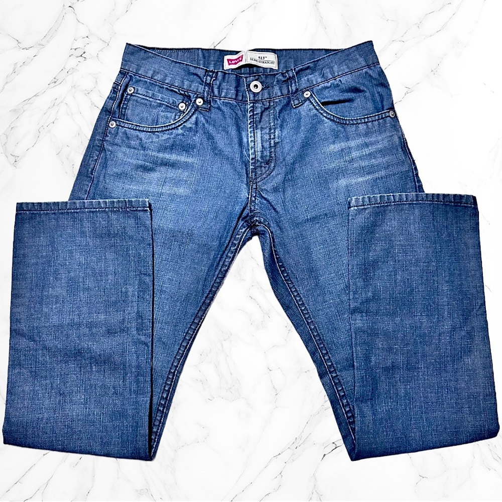 Levi's 513 Slim Straight Fit Jeans Dark Indigo Kids Size 16R 28x28
